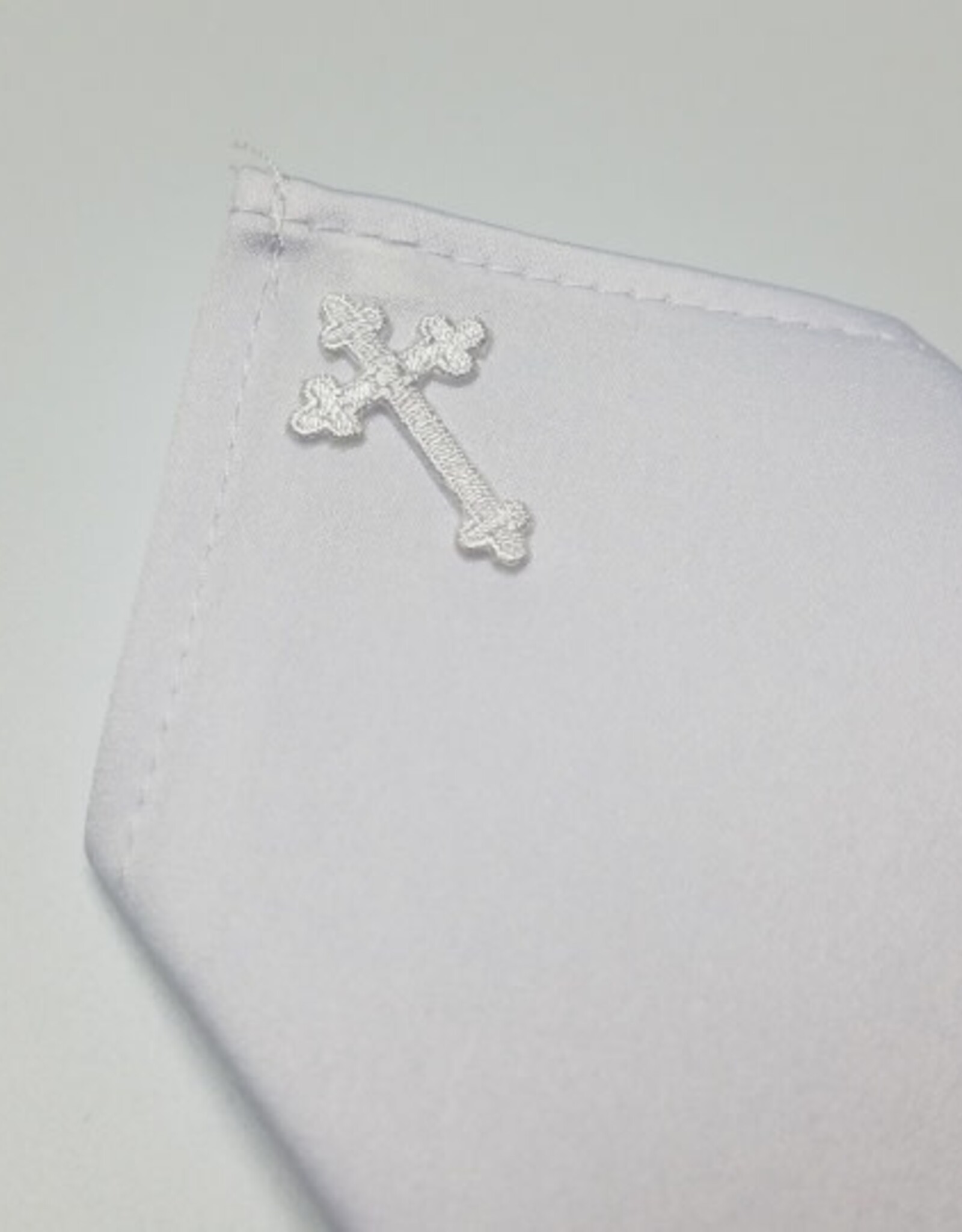 White Satin Pocket Square w/cross