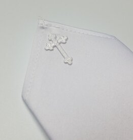 White Satin Pocket Square w/cross