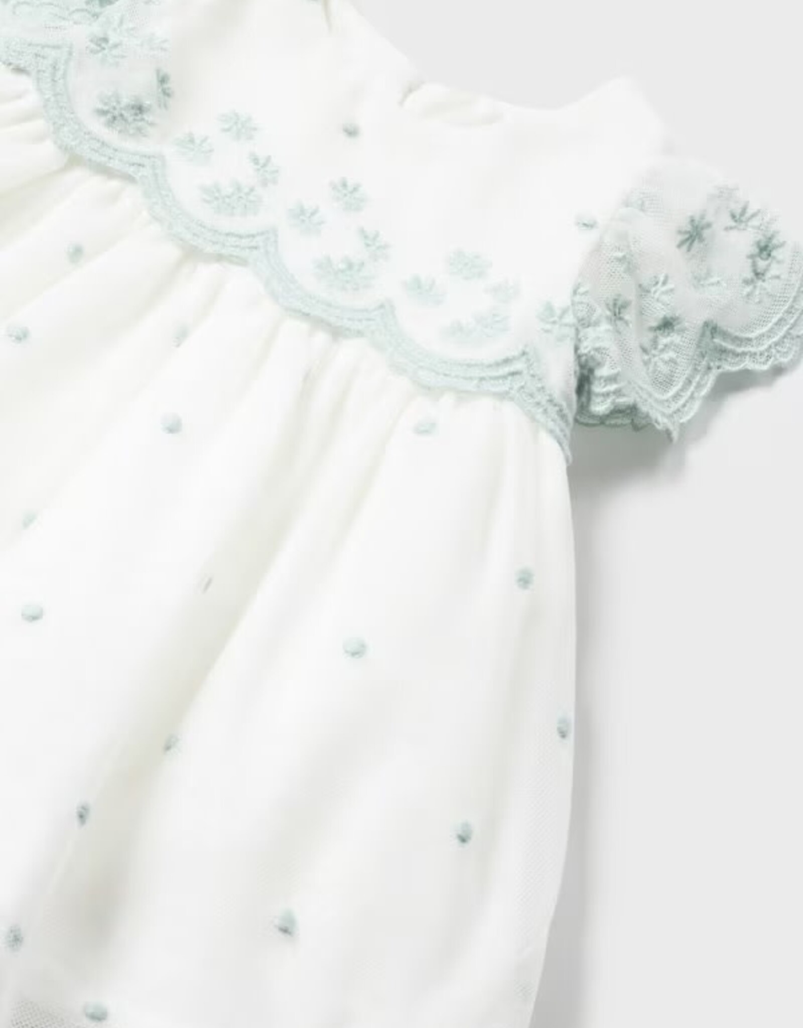 Cream Jade Embroidered Tulle Dress