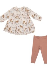 Pretty Ponies - Smocked Ruffle Dress with Crochet Trim and Ribbed Legging