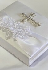 Silk Photo Album w/Cross & Flowers