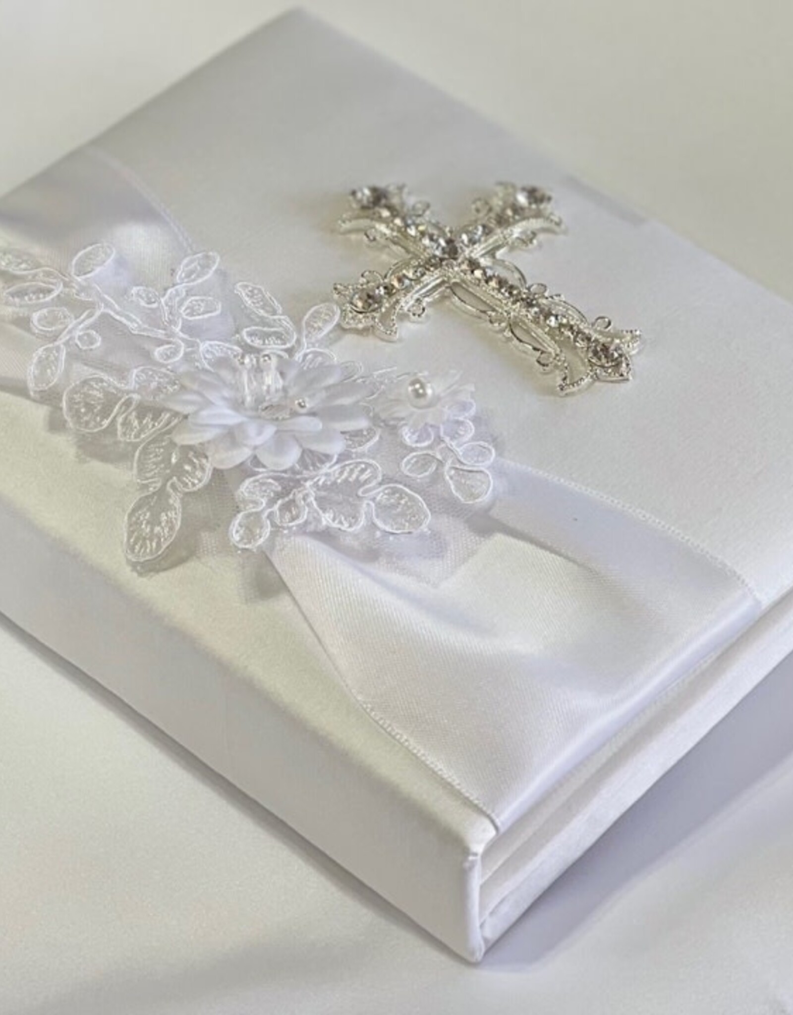 Silk Photo Album w/Cross & Flowers