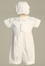 Cotton romper w/ pique vest