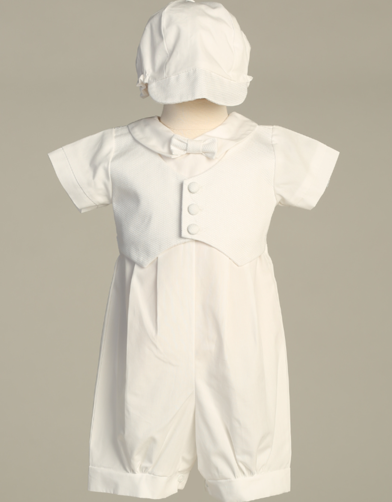 Cotton romper w/ pique vest