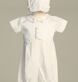 Cotton romper w/ pique vest
