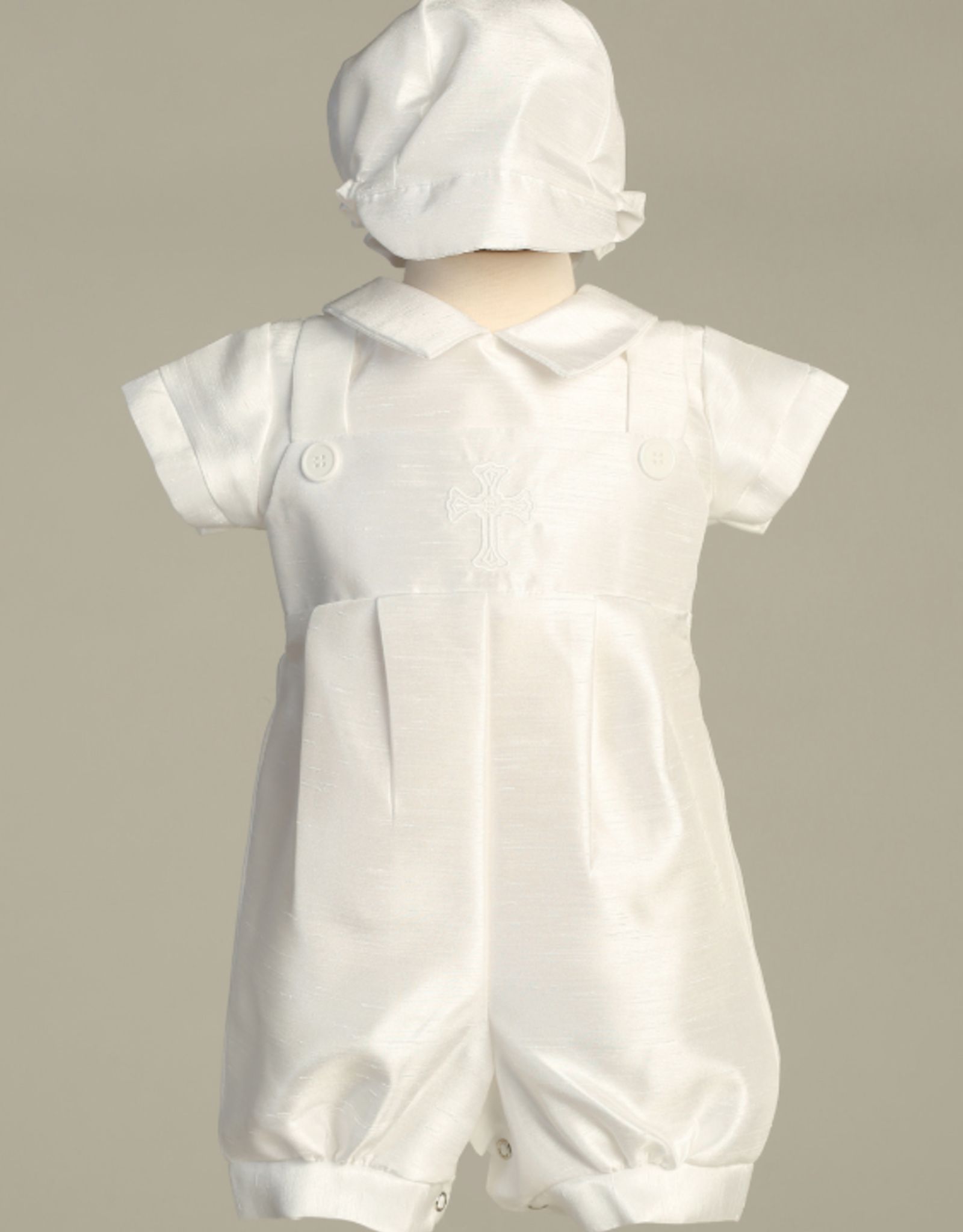 Shantung Romper w/Emb Cross