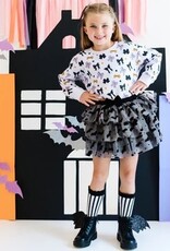 Flocked Bats Halloween Bow Tiered Tutu
