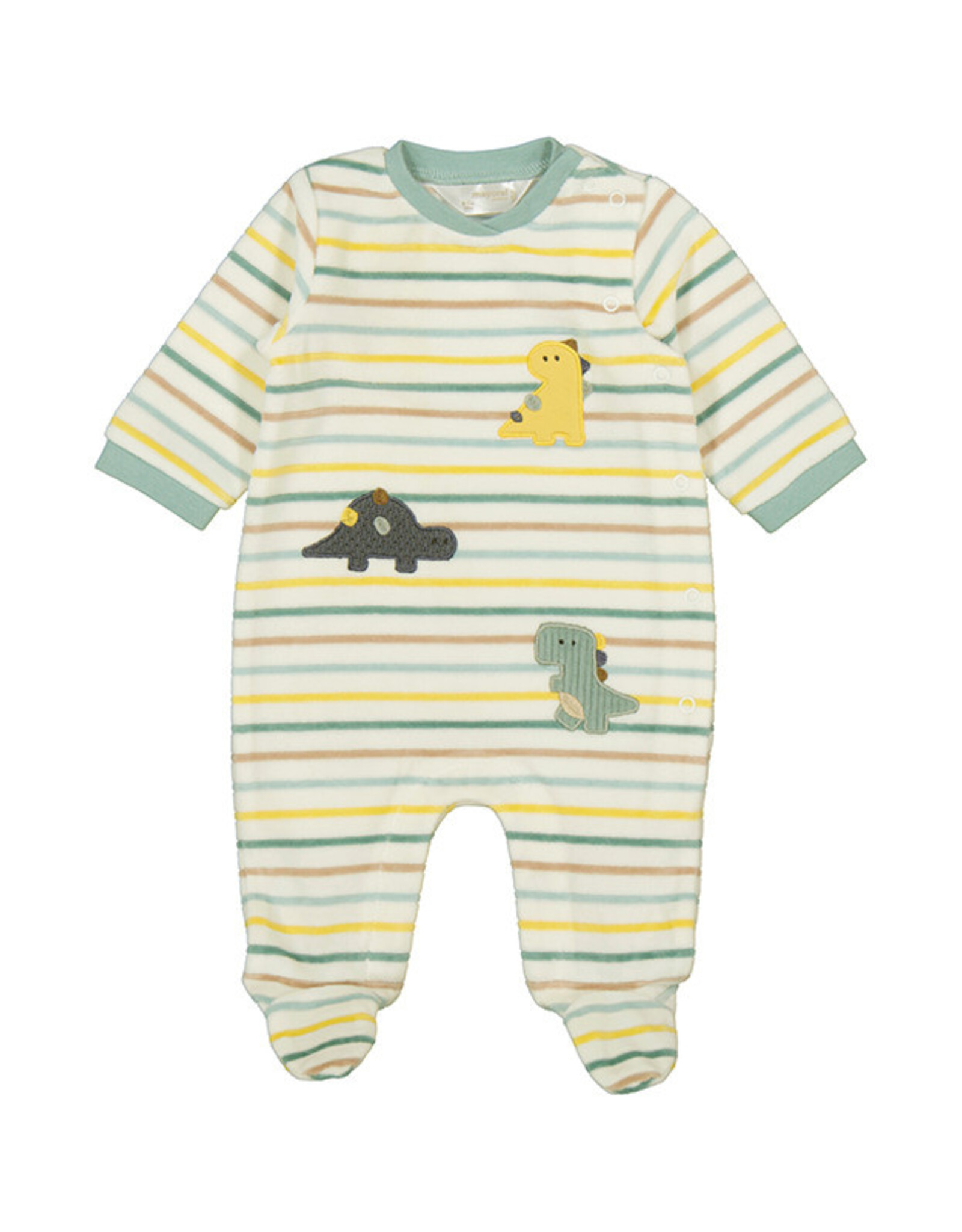 Dino Velour Stripe Footie