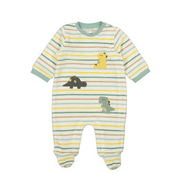 Dino Velour Stripe Footie