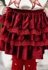 Ruby Red Velvet Tiered Skirt 1-2y