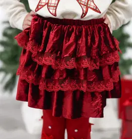 Ruby Red Velvet Tiered Skirt 1-2y