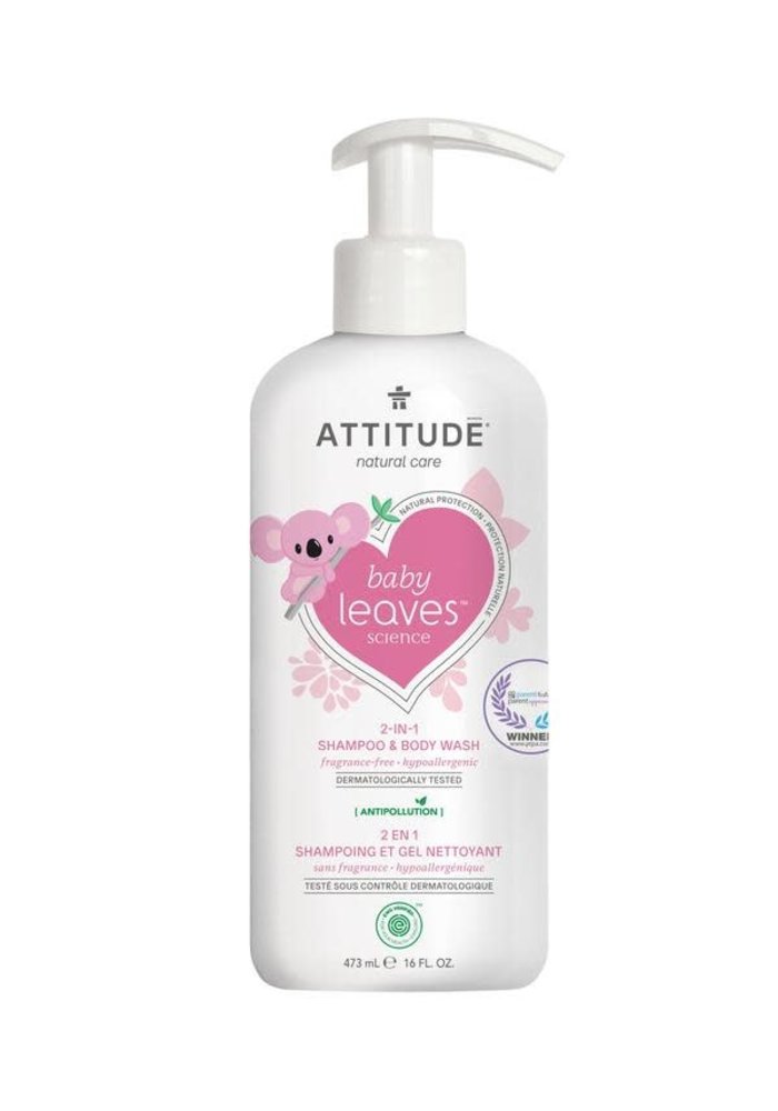 Attitude - 2 en 1 shampoing et nettoyant corps - Sans fragrance 473ml