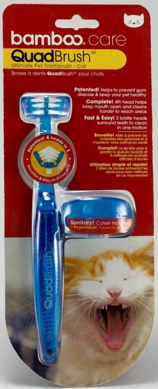 Bamboo QuadBrush Ultimate Cat Toothbrush with Holder Blue