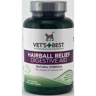 Vet's Best Vets Best Hairball Relief Digestive Aid Cat Supplement, 60-count