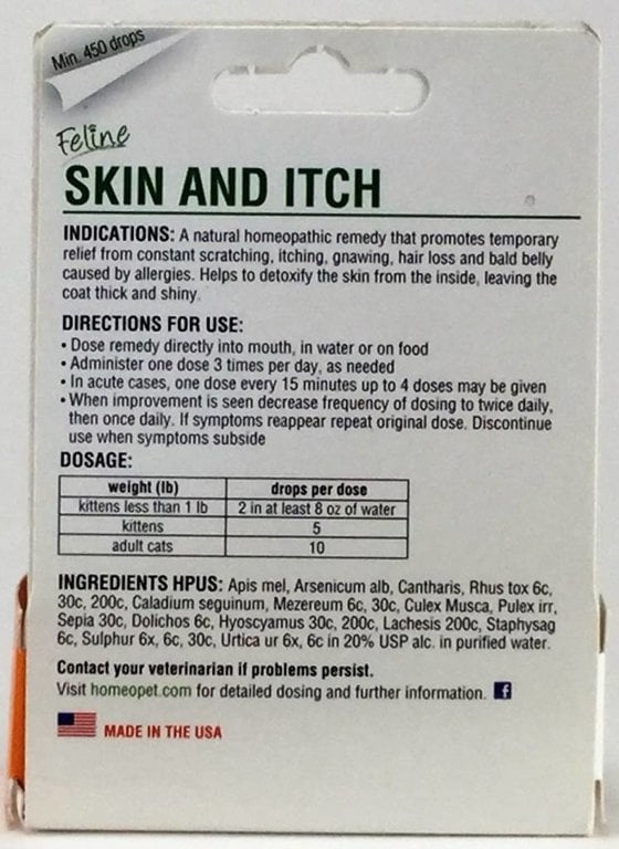 Homeopet HomeoPet Feline Skin & Itch Cat Supplement