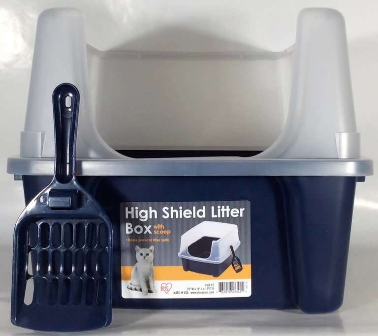 Iris High Shield Litter Box With Scoop Navy