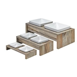 Artisan Double Wood Feeder Fossil Dishware