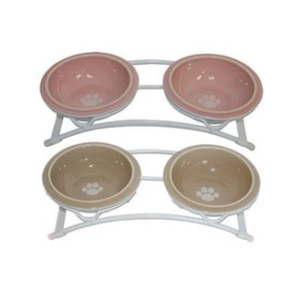PetRageous Designs Toftee's Paws 3 pc Set Feeder w 2 Bowls PetRageous Designs Toftee's Paws 3 pc Set Feeder w 2 Bowls