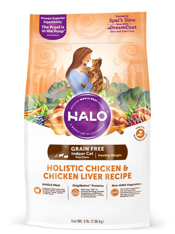 Halo Halo Holistic Chicken & Chicken Liver Recipe Grain-Free Healthy Weight Indoor Dry Cat Food 11.5 lb