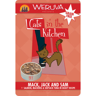 Weruva Weruva Cats in the Kitchen Mack, Jack & Sam Salmon, Mackerel & Skip Jack Tuna in Gravy Recipe Grain-Free Cat Food 3-oz Pouch