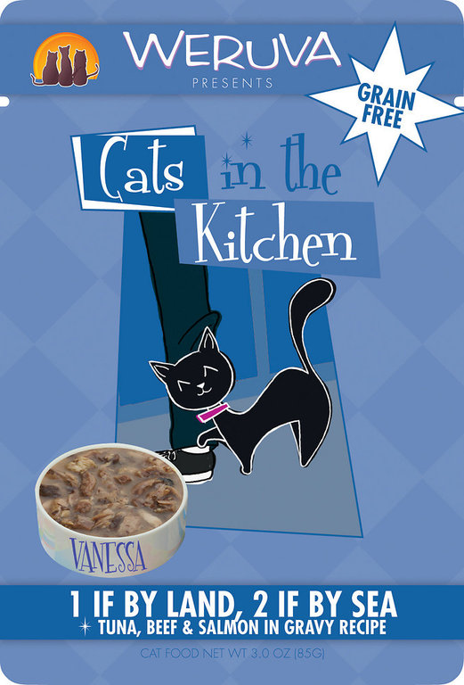 Weruva Weruva Cats in the Kitchen 1 If By Land, 2 If by Sea Tuna, Beef & Salmon in Gravy Recipe Grain-Free Cat Food 3-oz Pouch