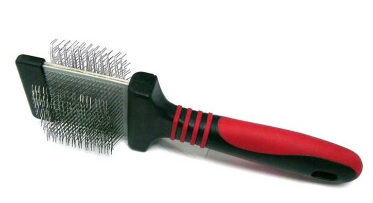 Paw Print Flexible Double-Sided Soft Slicker Brush, small