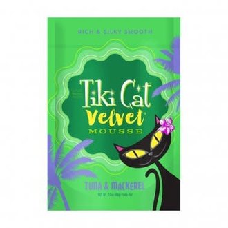 Tiki Cat Tiki Cat Velvet Mousse Tuna & Mackerel in Broth 2.8 oz Pouch