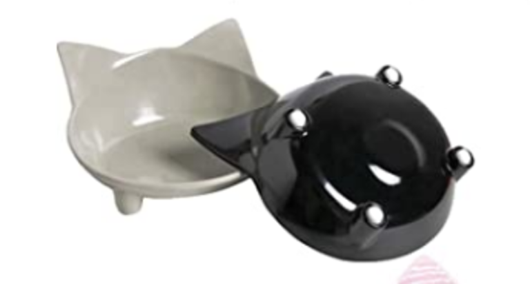 Melamine Cat-Face Bowl set, black and white