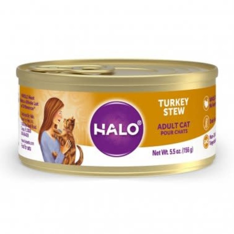 Halo Halo Adult Cat, Grain-Free Turkey Stew, 5.5oz