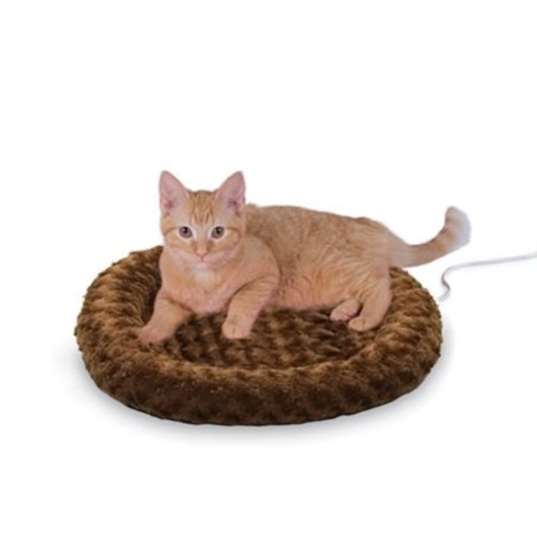 K&H Pet Products K&H Thermo Kitty Heated Indoor Bed, mocha (16" x 22")