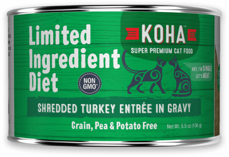 Koha Koha Limited Ingredient Grain-Free Shredded Turkey Canned Cat Food, 5.5oz