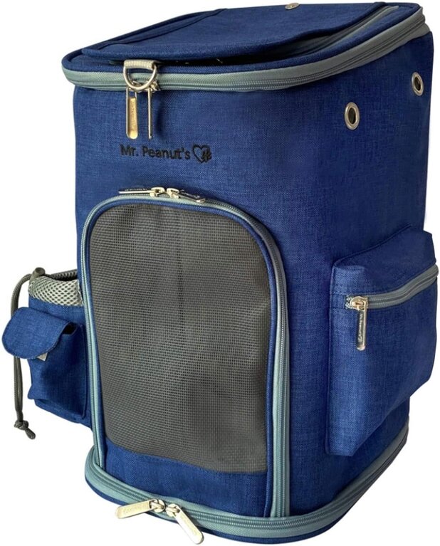Mr. Peanut's Mr. Peanuts Vancouver Series Backpack Pet Carrier Small - deja blue