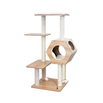 PetPals Group PetPals Wagon Style Natural Wooden Cat Tree