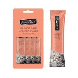 Fussie Cat Fussie Cat Puree Treat Sardine with Chicken  4-pack  0.5 oz Fussie Cat Fussie Cat Puree Treat Sardine with Chicken  4-pack  0.5 oz