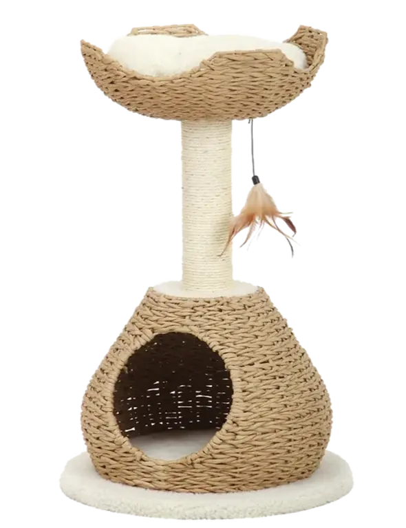 PetPals Group PetPals Walk Up Natural Anesthetic Handwoven Cat Tree