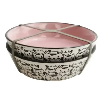 Blue Sky Clayworks Cat Face Pet Bowl Pink