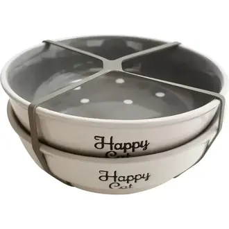 Blue Sky Clayworks Happy Cat Bowl Grey