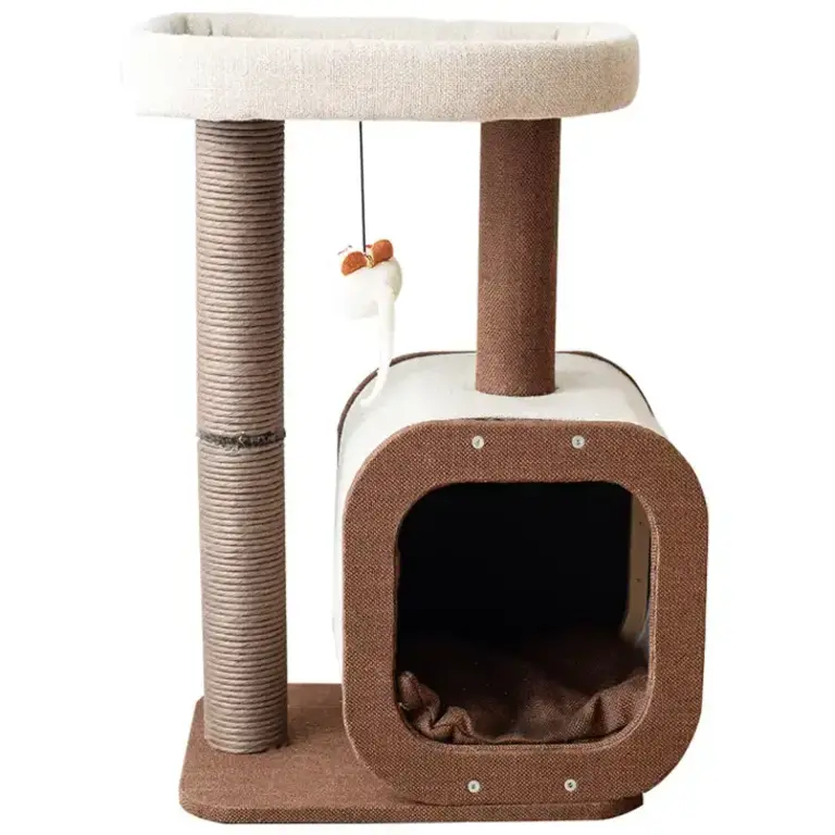 PetPals Group Catry Isla Cat Tree with Condo and Paper Rope Scratching Post