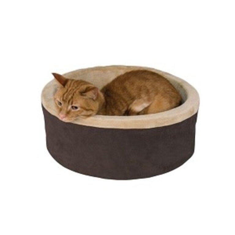 K&H Pet Products KH Thermo Indoor Kitty Bed - Mocha - Small - 16 inch