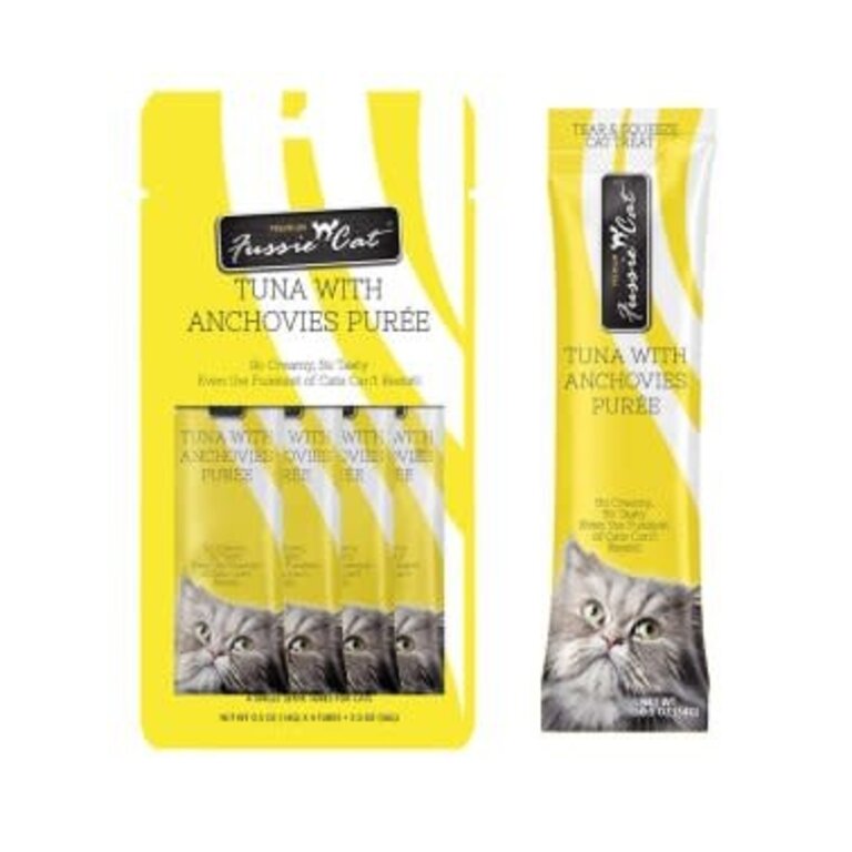 Fussie Cat Fussie Cat  Puree Treat - Tuna with Anchovies  4-pack 0.5 oz