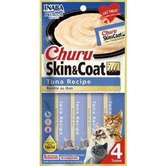 Inaba Inaba Churu Puree Treat Skin-and-Coat Tuna Recipe  0.5oz  4-pack