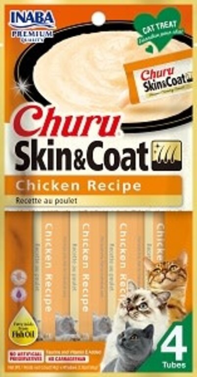 Inaba Inaba Churu Puree Treat Skin and Coat Chicken Recipe 0.5oz 4 pack
