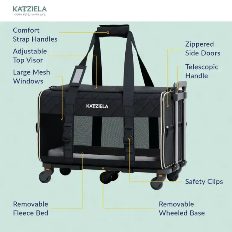 Katziela Katziela Quilted Chariot Pro Pet Carrier - Black