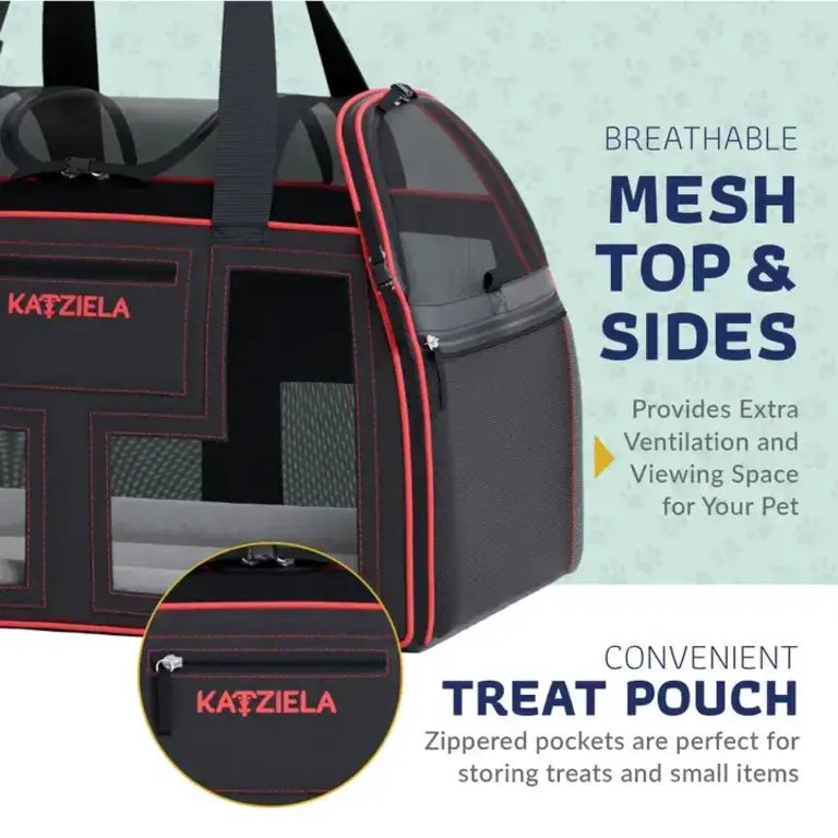 Katziela Katziela Luxury Lorry Cat Carrier - Black with Red