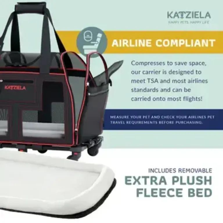 Katziela Katziela Luxury Lorry Cat Carrier - Black with Red