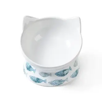 Park Life Designs Park Life Designs Oscar Tilt Cat Dish (White w Fish)