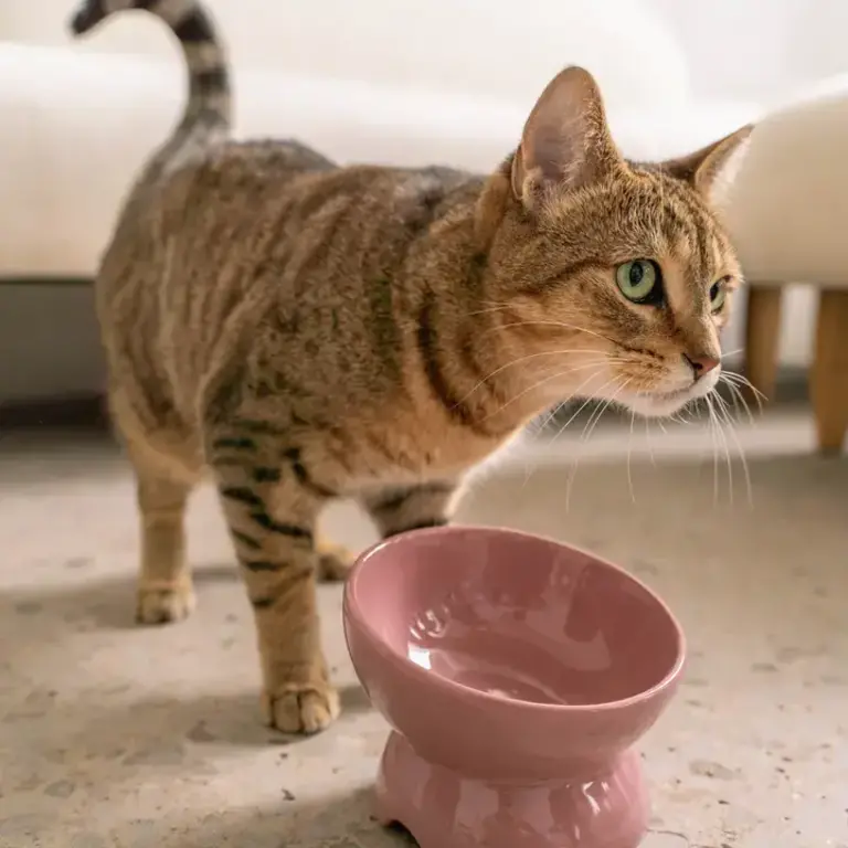 Dexy Paws Dexy Paws Cat Ceramic Elevated Bowl - Ash Blush