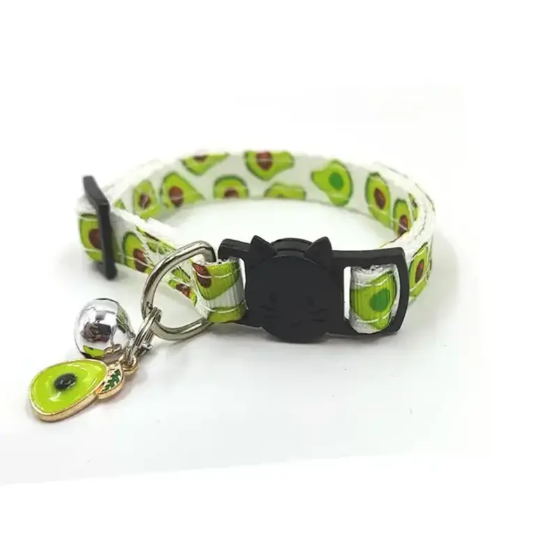 Dog Hugs Cat Playful Paws Print Cat Collar - Avocado