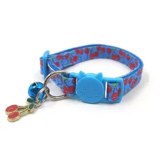 Dog Hugs Cat Playful Paws Print Cat Collar - Cherry