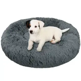PetAmi PetAmi Fluffy Calming Donut Cat Bed Charcoal - small 23inch